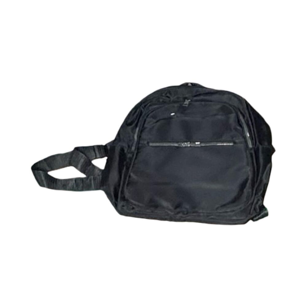 Classic Black Nylon Everyday Backpack with Silver Hardware